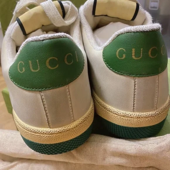 Gucci Beige and Green Women's Sneakers - Picture 4 of 5